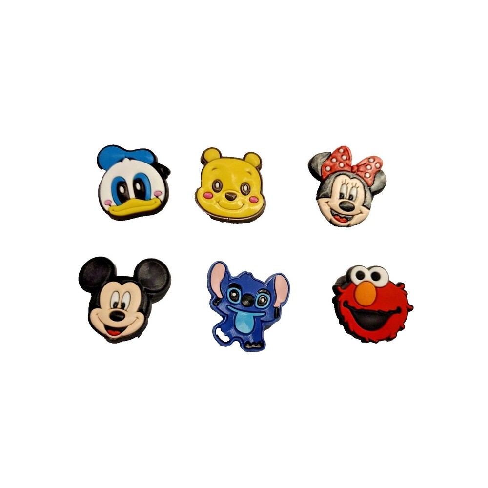 Shoe Charms 6 piece Set: Stitch, Disney Mickey,Minnie,Donald, Elmo, Pooh-NEW